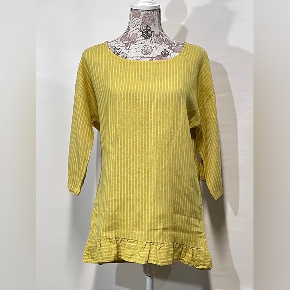 LUNGO L’ARNO Yellow with white stripes tunic size L. - Picture 7 of 13